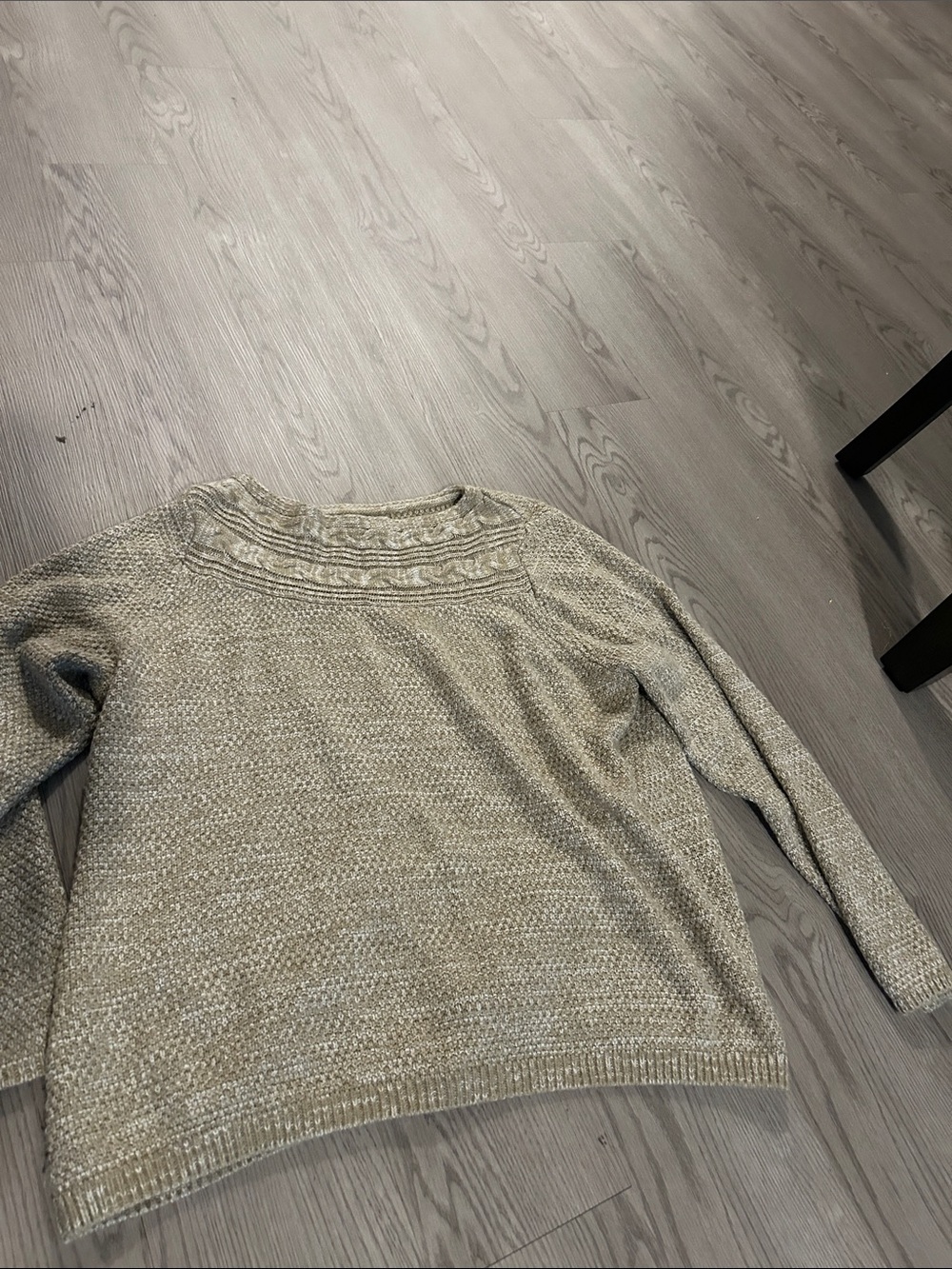 croft & barrow Oatmeal Crew Neck Textured Sweater